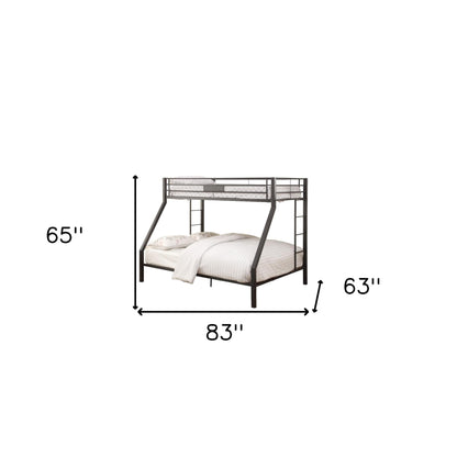Black Metal Finish Twin Over Full Bunk With Side Ladders