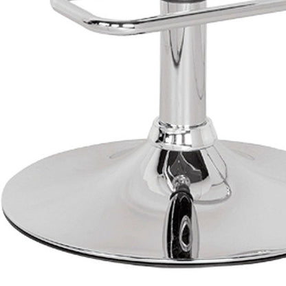 Red and Silver Acrylic and Metal Low Back Adjustable Height Bar Chair
