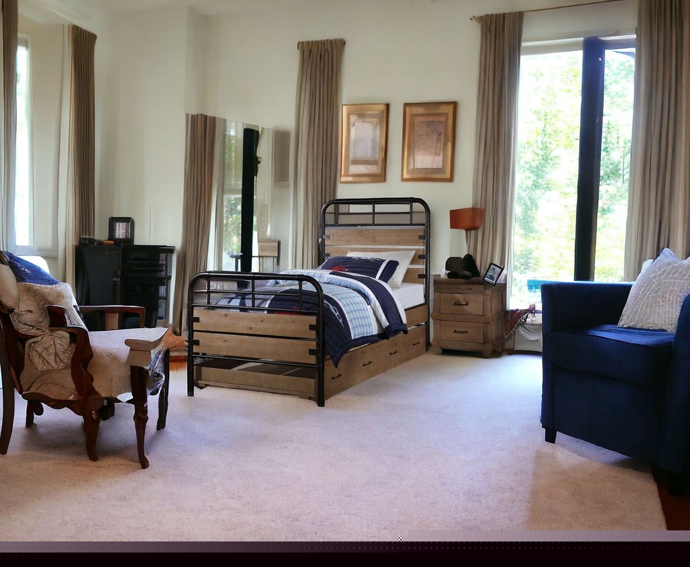 Brown and Black Solid Wood Twin Bed Frame