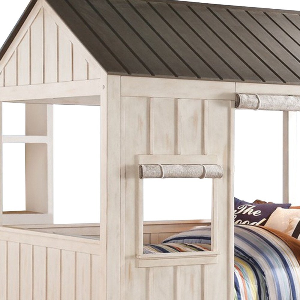 Pink and White Wood Full Bed Frame