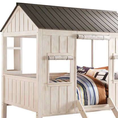 Pink and White Wood Full Bed Frame