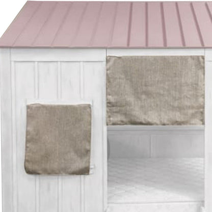 Pink and White Wood Full Bed Frame