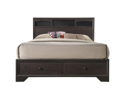 Espresso Solid Wood Queen Bed Frame With Drawers