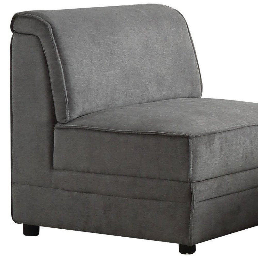 30" Gray and Black Velvet Slipper Chair