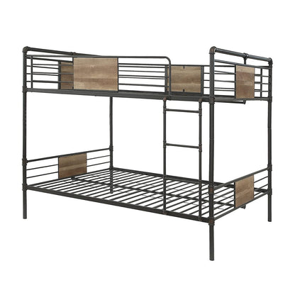 Black And Sand Full XL Over Queen Metal Bunk Bed