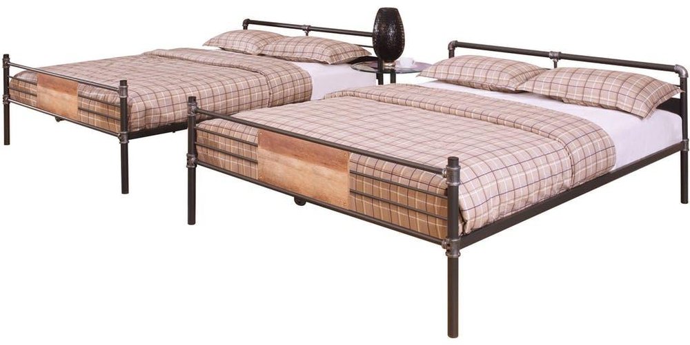 Black And Sand Full XL Over Queen Metal Bunk Bed
