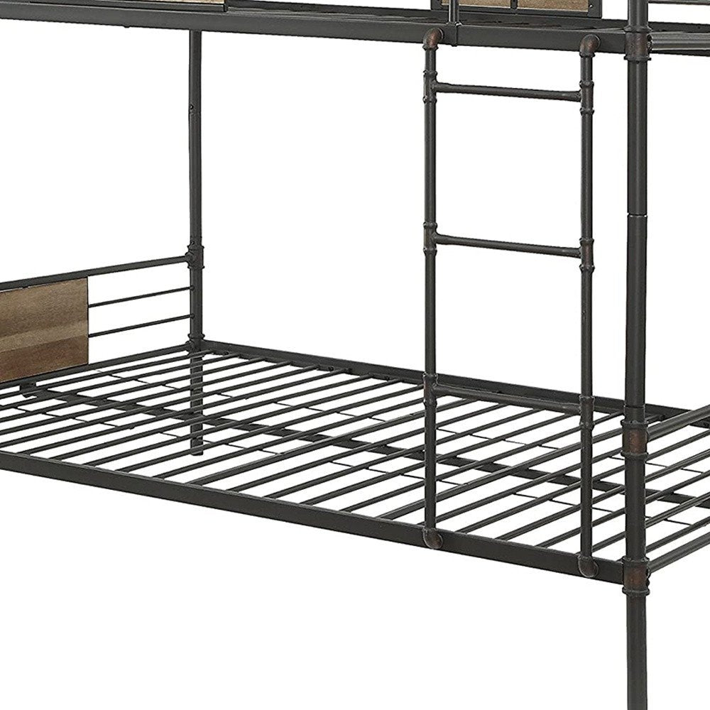 Black And Sand Full XL Over Queen Metal Bunk Bed