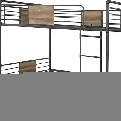 Black And Sand Full XL Over Queen Metal Bunk Bed