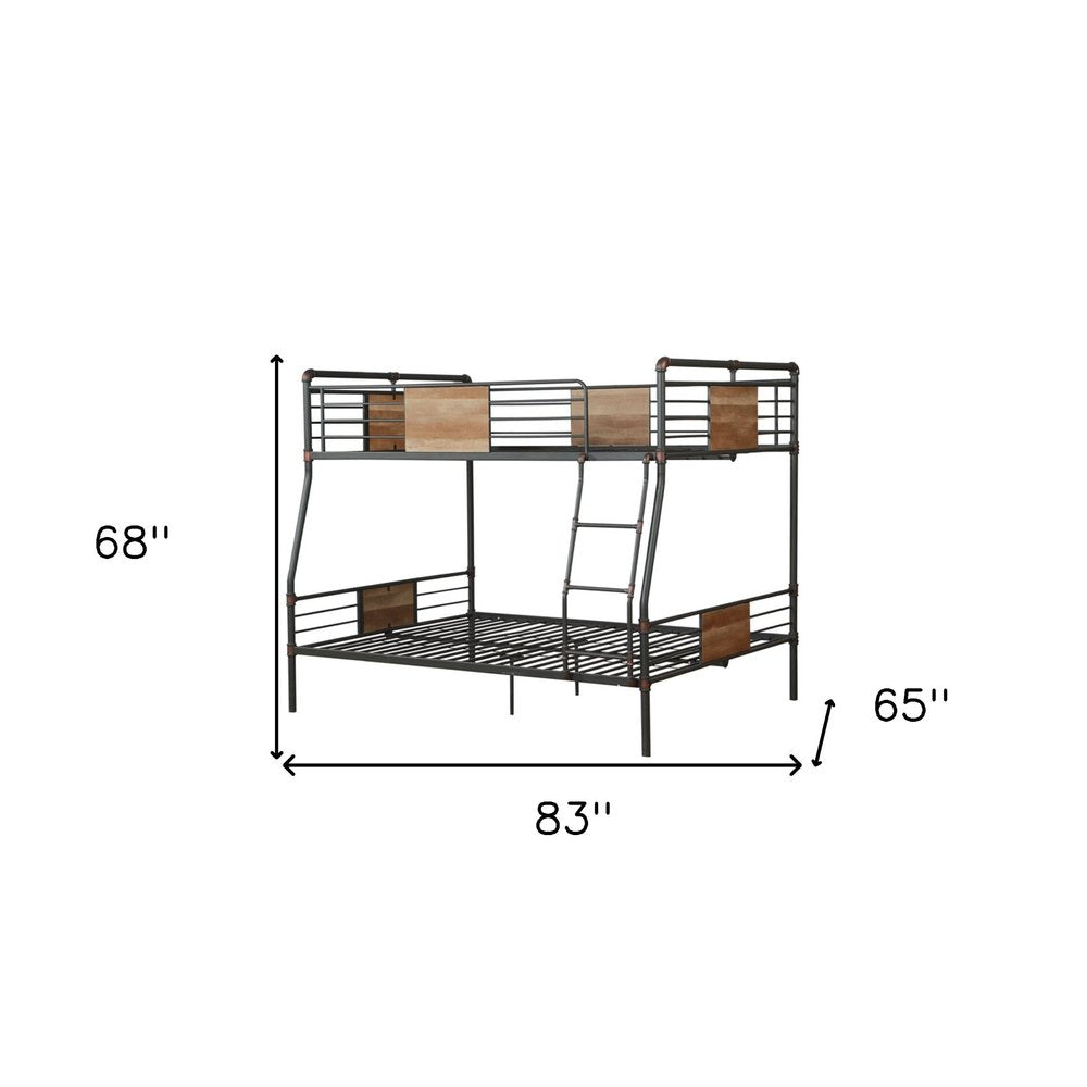 Black And Sand Full XL Over Queen Metal Bunk Bed