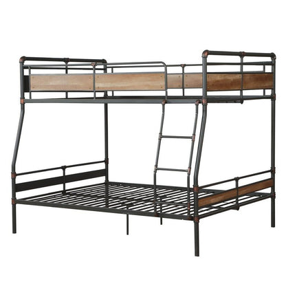 Dark Brown Full Industrial Metal Bunk Bed
