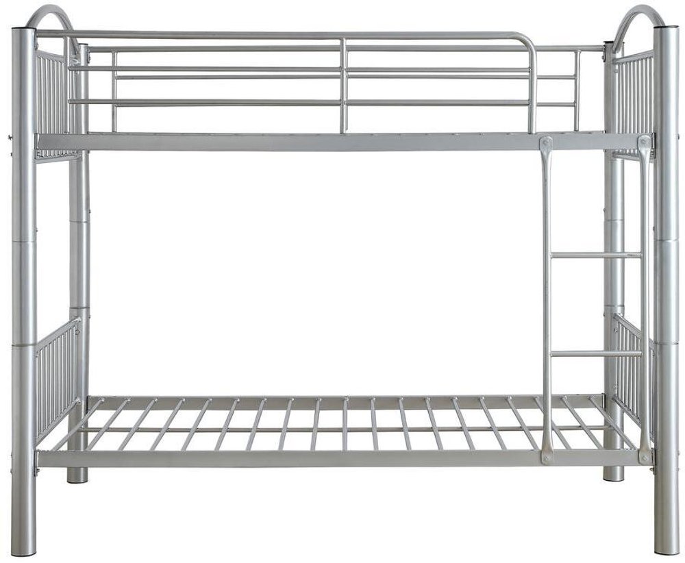 78" X 44" X 67" Twin Over Twin Silver Metal Bunk Bed