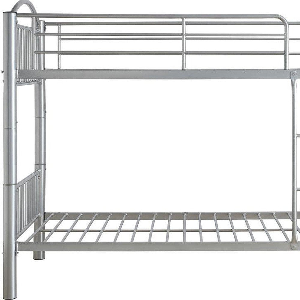 78" X 44" X 67" Twin Over Twin Silver Metal Bunk Bed