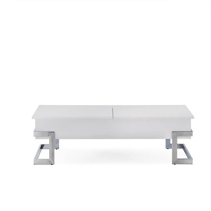47" Black and Silver Wood And Iron Lift Top Sled Coffee Table