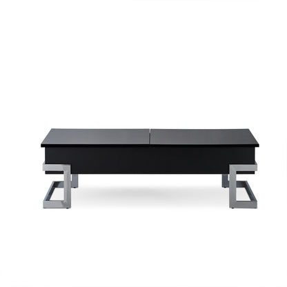 47" Black and Silver Wood And Iron Lift Top Sled Coffee Table