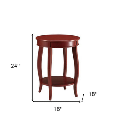 24" White Solid Wood Round End Table With Shelf