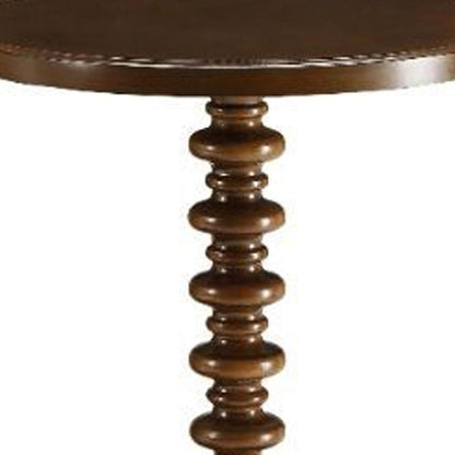22" Brown Wood Round Pedestal End Table