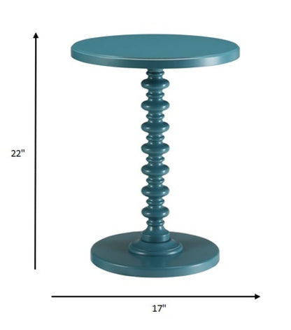 22" Yellow Wood Round Pedestal End Table