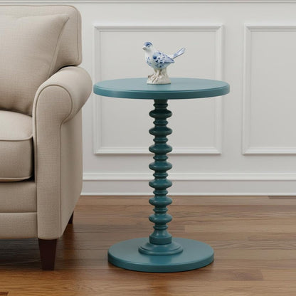 22" Brown Wood Round Pedestal End Table