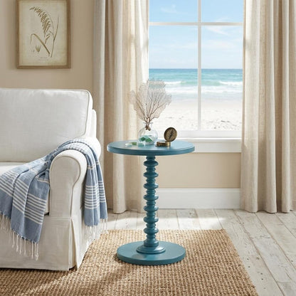 22" Brown Wood Round Pedestal End Table