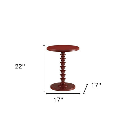 22" Yellow Wood Round Pedestal End Table