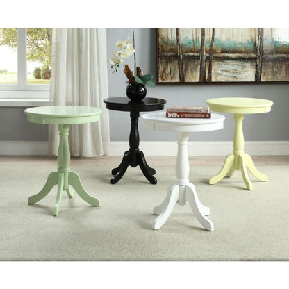 Light Green Solid Wooden Pedestal Side Table