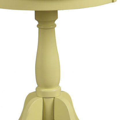 Light Green Solid Wooden Pedestal Side Table