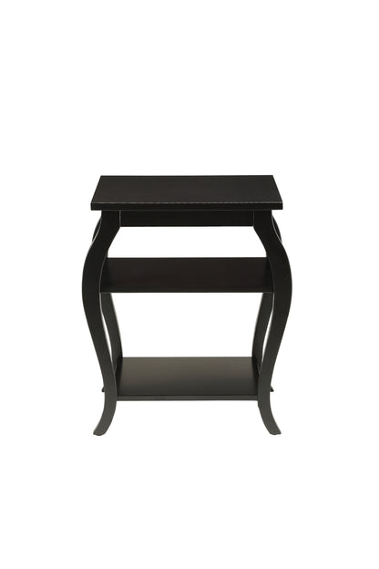 23" Teal Blue Wood Bow Leg End Table With Two Shelves