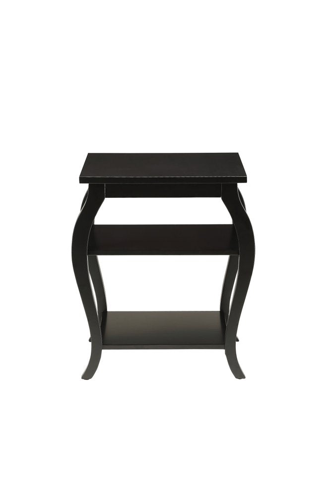 23" Walnut Wood End Table With Two Shelves