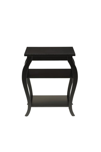 23" Walnut Wood End Table With Two Shelves