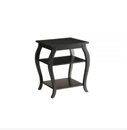 23" Walnut Wood End Table With Two Shelves