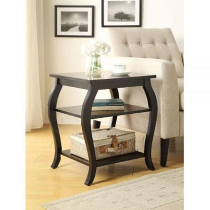 23" Walnut Wood End Table With Two Shelves