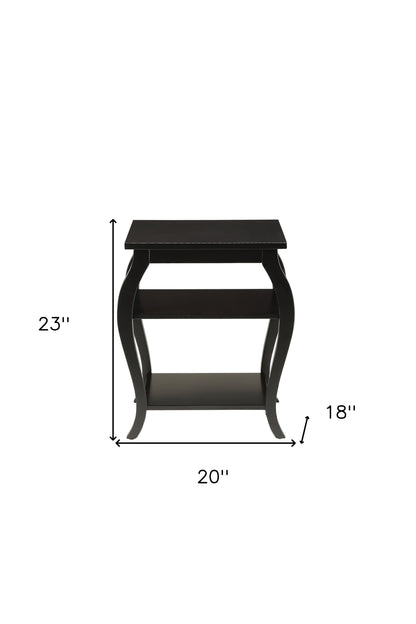 23" Teal Blue Wood Bow Leg End Table With Two Shelves