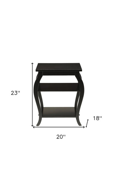 23" Walnut Wood End Table With Two Shelves