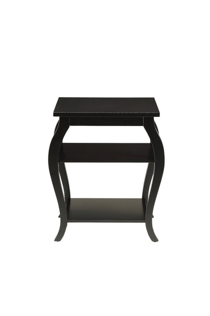 23" Teal Blue Wood Bow Leg End Table With Two Shelves