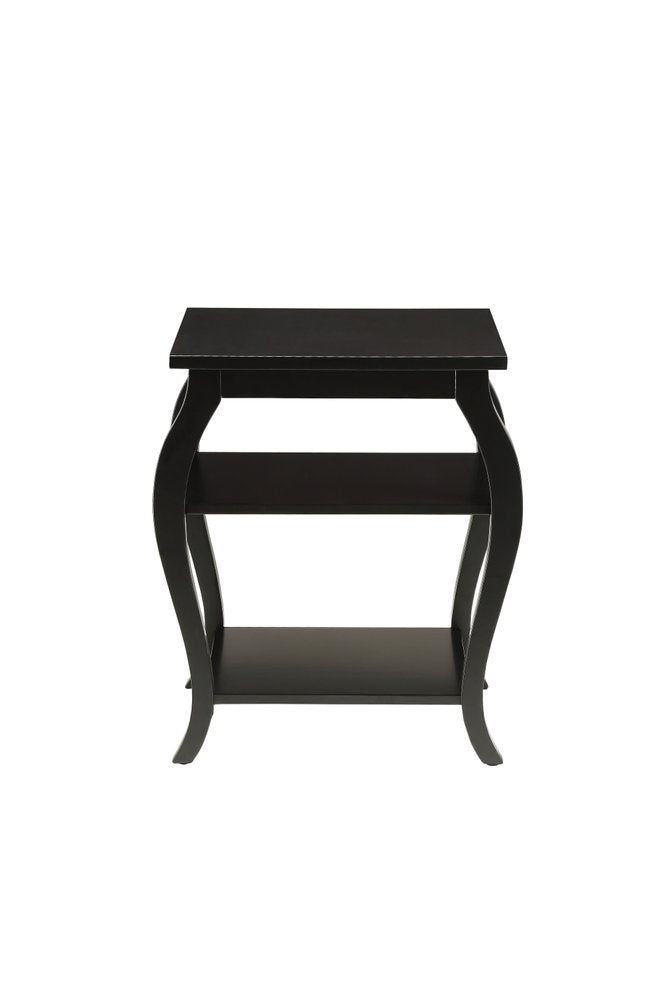 23" Walnut Wood End Table With Two Shelves