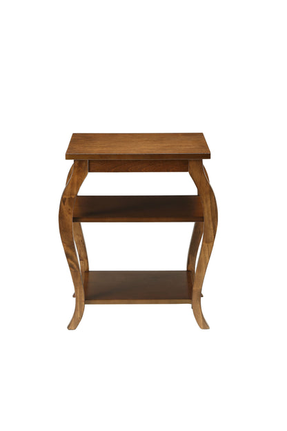 23" Teal Blue Wood Bow Leg End Table With Two Shelves