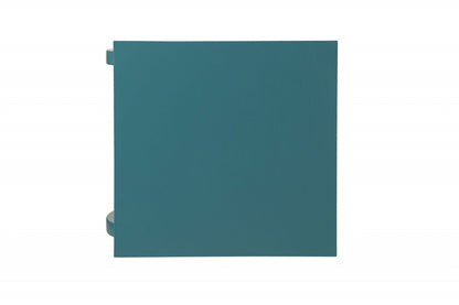 23" Teal Blue Wood Bow Leg End Table With Two Shelves