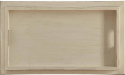 30" Antiqued White Wood Rolling Bar Cart