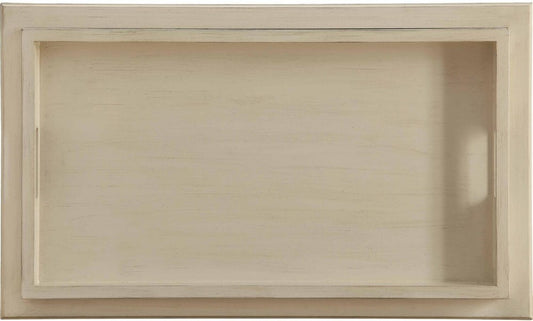 30" Antiqued White Wood Rolling Bar Cart