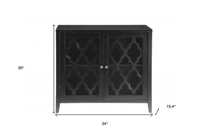 34" White Sideboard with Two Glass Doors