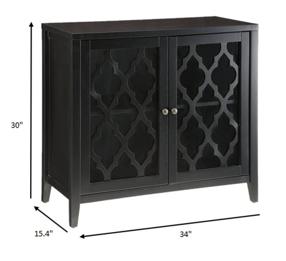 34" White Sideboard with Two Glass Doors