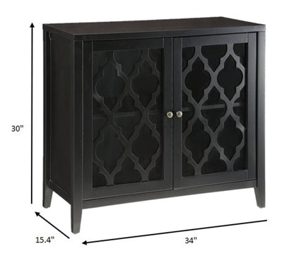 34" White Sideboard with Two Glass Doors