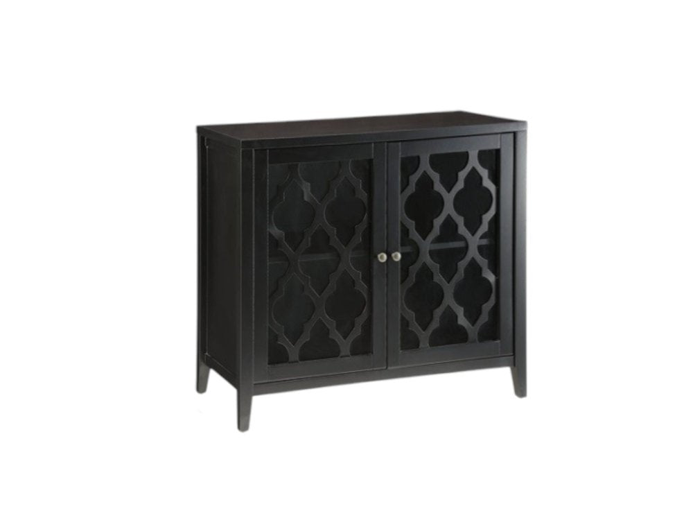 34" White Sideboard with Two Glass Doors
