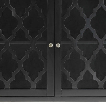 34" Black Sideboard with Two Glass Doors