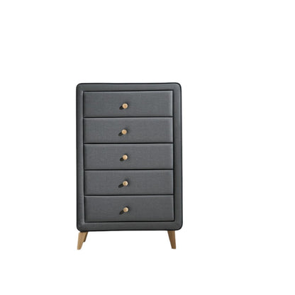 32" Light Gray Wood Five Drawer Dresser