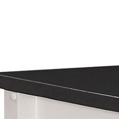 32" X 19" X 34" Black And White Rubber Wood Kitchen Cart