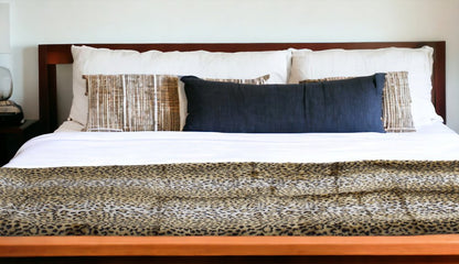 50" X 70" Ivory Faux Fur Plush Throw Blanket with Embroidery