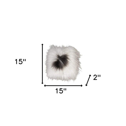 15" X 15" Gray And White Synthetic Animal Print Pad