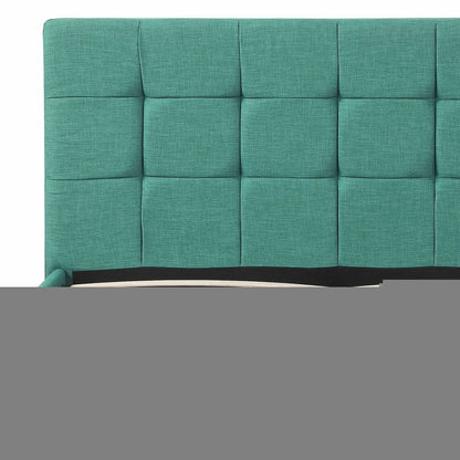 Turquoise Tufted Fabric Upholstered Queen Bed Frame