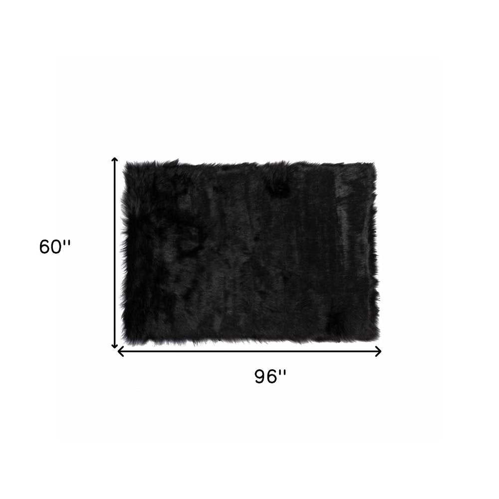 5' X 8' Black Shag Area Rug